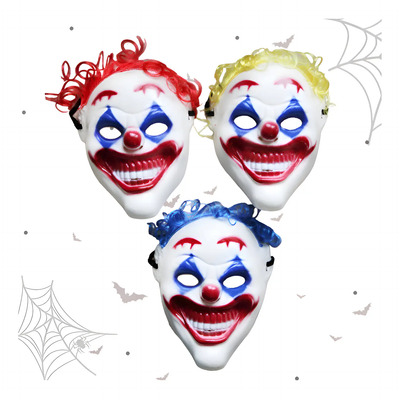 12 Mascara Plástico Payaso Diabolico Disfraz Halloween Miedo Surtido Payaso