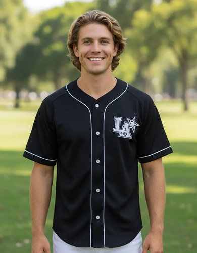 Camisa Beisebol Bordada La Baseball Jersey Esporte Fujiya