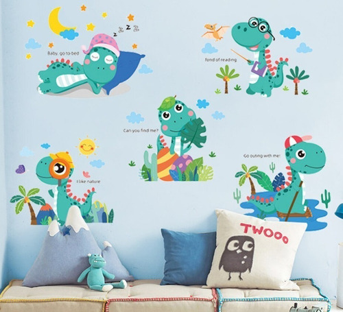 Vinil Decorativo Infantil Dinos Estudiosos Para Cuarto Niño