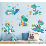 Vinil Decorativo Infantil Dinos Estudiosos Para Cuarto Niño