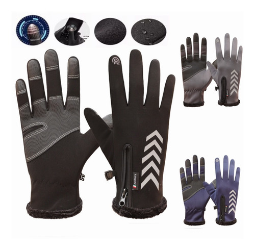 Guantes Cuero Térmicos Impermeables Touch Para Deportes