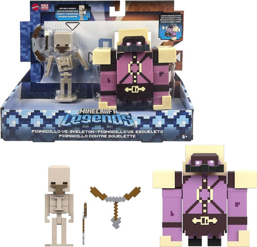 Minecraft Mattel Legends Pigmadillo Vs Skeleton