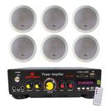 Combo Música Funcional Ampli+ 6 Parlantes Embutir Bt Usb Mic