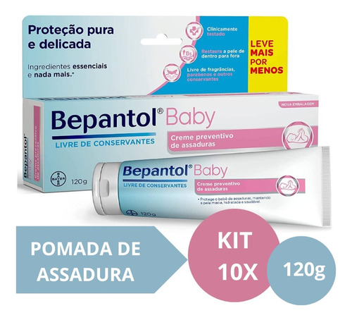 Kit Com 10 Cremes Pomada De Assadura 120gr Cada - Bepantol