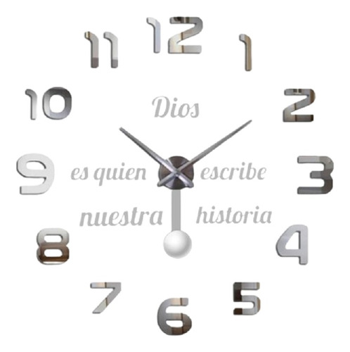 Reloj De Pared 3d 100x100cm Con Péndulo + Frase En Vinilo 