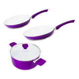 Set 2 Sartenes + Cacerola Olla Ceramica Antiadherente Envio