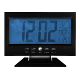 Relógio Mesa Lcd Digital Despertador Temperatura Led Azul Nv
