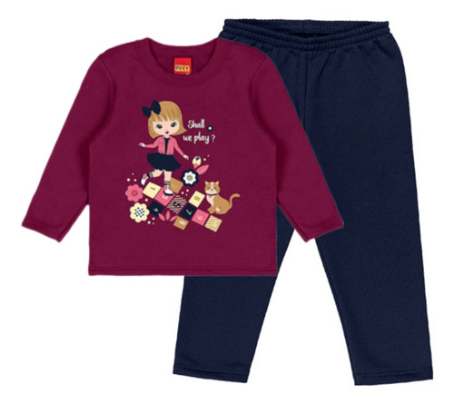 Conjunto Infantil Moletom Pelúciado Feminino Kyly 