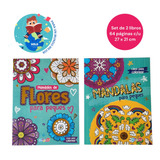 Set De 2 Libros Para Colorear Mandalas Y Flores Para Niñas