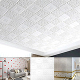 Lámina Panel 3d Blanco Autoadhesivo Para Pared O Techo X 30u