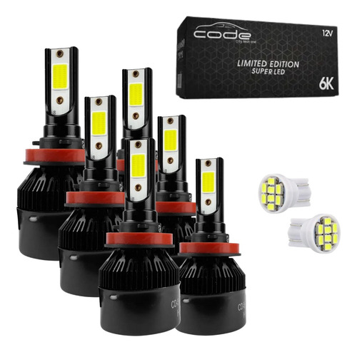 Kit 6 Lâmpadas Ultra Led Super Farol Alto Baixo Milha 6000k