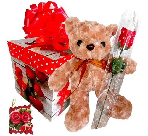 Regalo Dia De Enamorados Aniversario Amor Peluche Rosa Caja