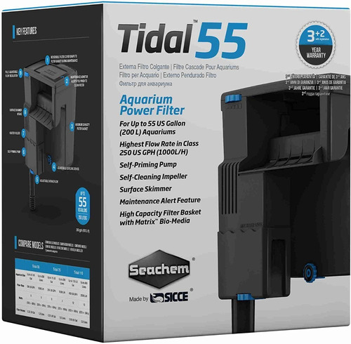 Filtro Cascada Tidal 55 Acuario Pecera Skimmer 950 L/h