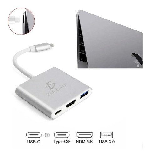 Adaptador Convertidor Hub Usb C A Hdmi 4k Usb 3.0 Y Tipo C