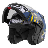 Capacete Robocop Escamoteável Fechado Mixs Gladiator Anubis Cor Azul Fosco Tamanho Do Capacete 60