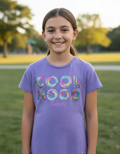Playera Niña Lila Lisa Blusa Lentejuelas 3508 1 A 16 Años