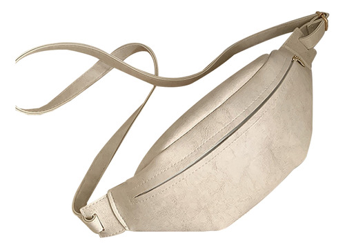 Bolso De Pecho De Cuero Pu Ajustable Blanco, Color Liso Vint