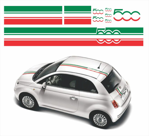 Kit Faixas Adesivo Capo Teto Mala Fiat 500 Italia