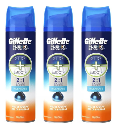 Kit 3 | Gel Barbear Gillette Fusion Proglide Hidratante