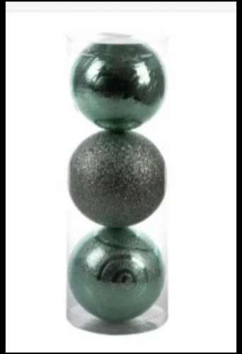 3 Esferas Navideñas Verde Menta 12cm Grandes Bolas Pvc