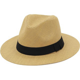 Chapéu Panamá De Palha De Verão Chapéu De Sol De Aba Larga 