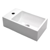 Bacha Lavatorio Baño Apoyo Blanca 47x25x12 Krumm Rectangular Acabado Brillante Color Blanco