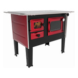 Fogão A Lenha Com Forno Hidro Supreme Vermelho Hfs2