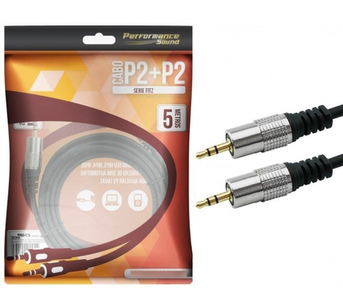 Cabo Audio P2 X P2 5m Profissional Plug Metal Fitz 5 Metros