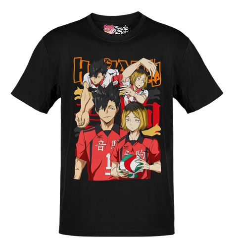 Playera Anime Haikyu Kuroo Kozume Letras Rojas Naranjas Dtf