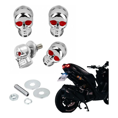 4 Calavera Tornillos Antirrobo Para Placa De Moto O Coche
