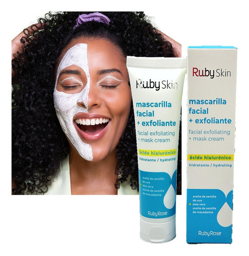 Mascarilla Facial + Exfoliante C/acido Hialuronico Ruby Skin