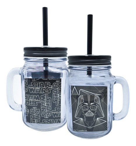 12 Vasos Vidrio Mason Jar Darth Vader Star Wars Disney 450ml