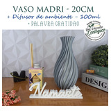 Kit Vaso Decorativo Prata + Difusor Vareta+ Palavra Namaste