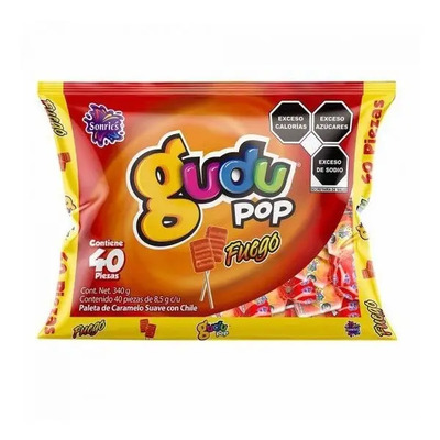 Sonrics Paleta Dulce Gudu Pop Fuego 40 Piezas Gudupop Chile | MercadoLibre