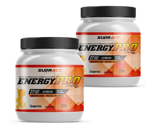 Combo 2x Energy Pro 750g Cada Sudract - Rende 50 Doses Sabor Tangerina