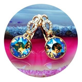 Aretes Oro 18k Pendientes Arracadas Mujer Diamante 8 Colores