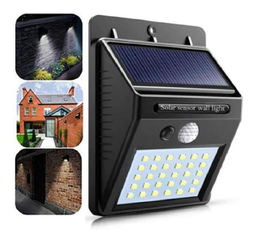 Luminária Solar Parede Jardim Externa 30 Leds