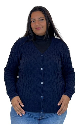 Casaco Feminino De Trico Senhora Lã G Gg Inverno Malha