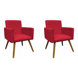 Kit 2 Poltronas Decorativas Nina Reforçada Vermelho Promoção