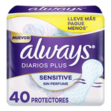 Protectores Diarios Always Sensitive Sin Perfume 40 Un