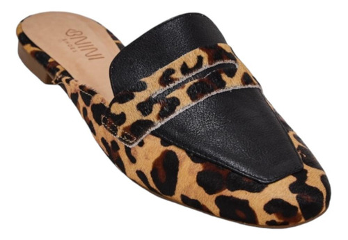 Sapatilha Rasteira Mule Feminina Animal Print Onça