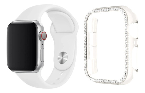 Pulseira Para Apple Watch Silicone Feminina + Case Strass