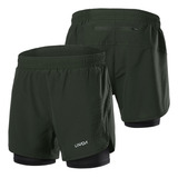 Pantalones Cortos Deportivos 2 En 1 Transpirables Para Hombr