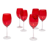 Set De 6 Copas Rojas De Vino