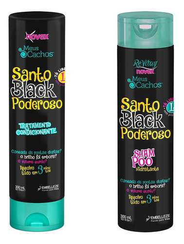 Shampoo E Condicionador Santo Black Poderoso Vitay + Novex