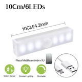 Luz Led Noche Sensor Movimiento Mixio Recargable Usb 10cm*2u