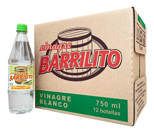 Vinagre Barrilito Caña Blanco Caja Con 12 Botellas De 750 Ml
