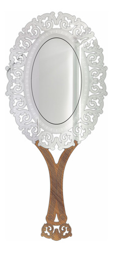 Espelho De Mão Luxo Provençal Para Maquiagem Viena 26x11cm