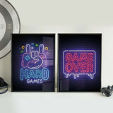 Kit Quadro Decorativo Gamer Game Geek Para Sala Quarto Hall