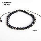 Pulsera Turmalina Negra 6 Mm Cuarzo Natural De Protección